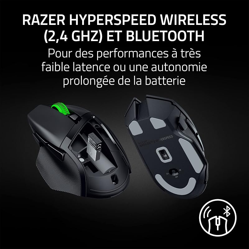 Basilisk V3 X Hyperspeed - Souris Gaming sans Fil (Forme Ergonomique Iconique avec 9 Boutons Programmables, sans Fil HyperSpeed, Capteur Optique 5G Avancé de 18K) Noir