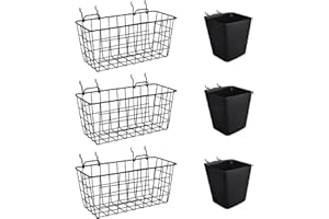 G.CORE Pegboard Basket Organizers, Peg Board Large Baskets Hooks Bins Cups Tool Organizer 6 Pack Set, Wall Storage Display Hanging Accessories for Craft Office Stadio Shed Garage Organization (Black & Black)