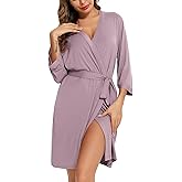 Leikar Short Robes For Women Soft Bathrobe Lightweight Bamboo Kimono Robes Ladies Loungewear