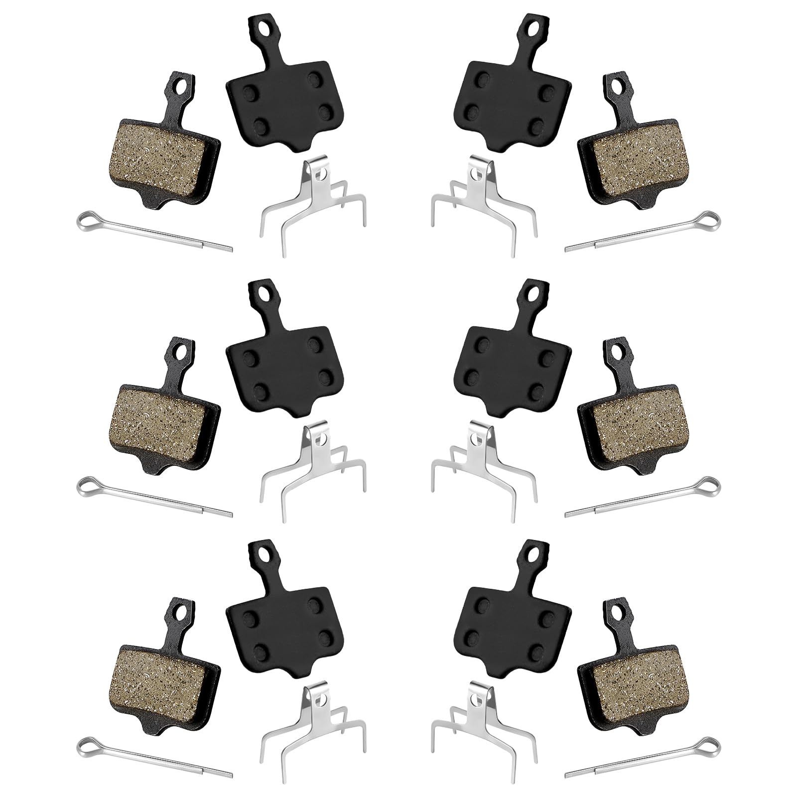 6 Pairs Bike Brake Pads, Resin Semi-Metal Bicycle Disc Brake Pads Replacement Compatible with Sram Electrical Brake Pads Avid Elixir E1 E3 E5 E7 E9 ER CR XO XX DB1 DB3 DB5