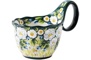 ALMA 2025 Updated 18oz Soup Bowl Microwave Safe,Floral Green Soup Bowl with Loop Handle,Unique Cereal Bowl for Soup,Yogurt,Sn