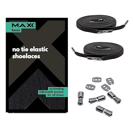 MAXX laces Flache elastische Schnürsenkel mit Einstellbarer Spannung Schuhbänder ohne Binden komfortable Schuhbinden einfach 