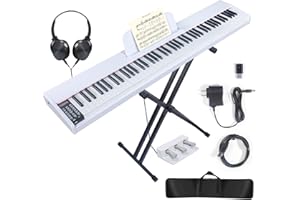 FGFDKHGE 88 Key Digital Piano Keyboard,88 Key Full Size Weighted Hammer Action Electric Keyboard Piano with 200 Rhythms,200 Tones, Piano Keyboard with Stand, TriplePedal,Headphone, Carrying Bag-bs