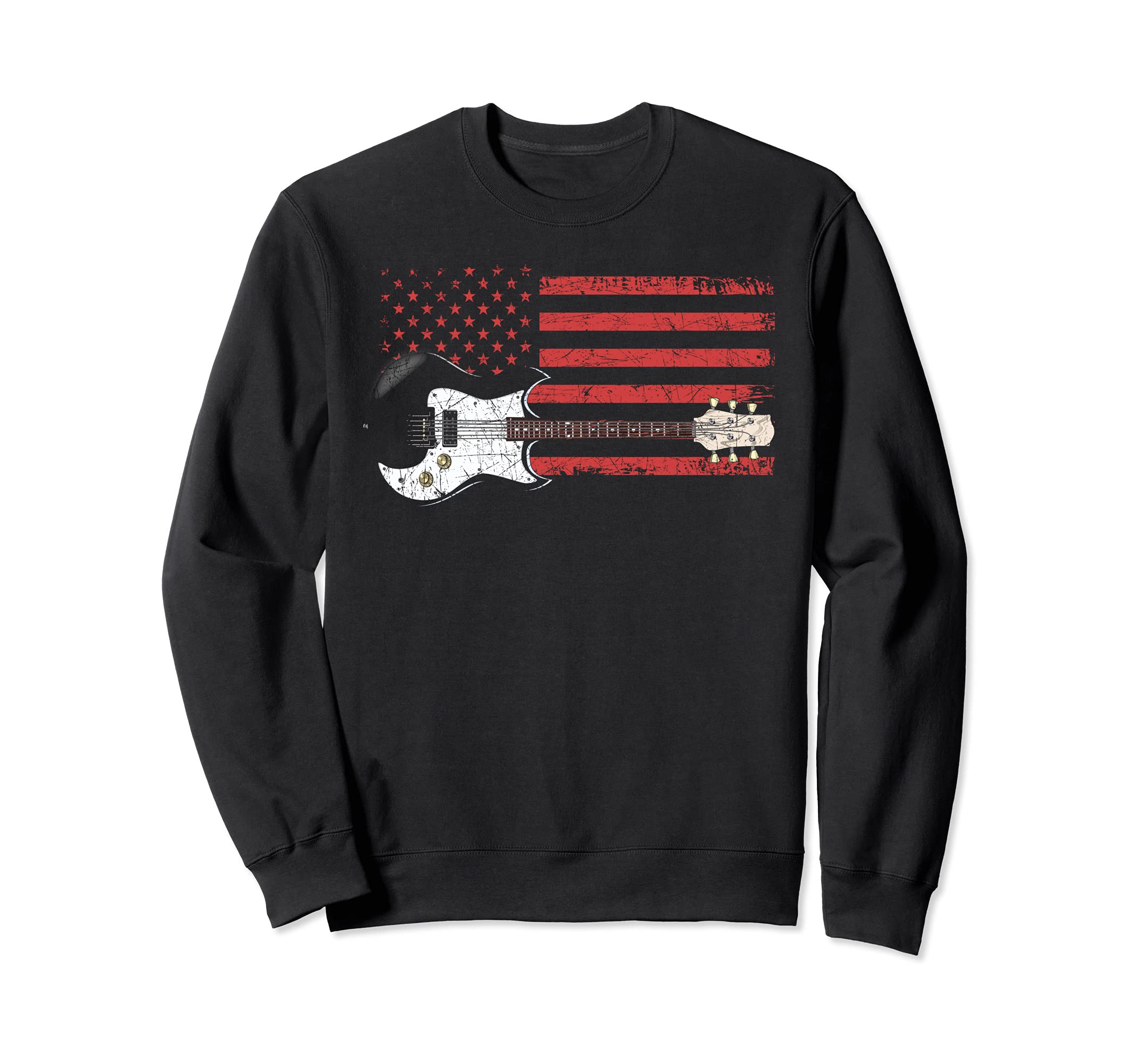Musician Patriotic Guitarist USA Flag Guitar Player Guitar Sweatshirt