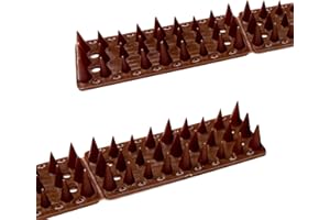 KOKMEYA Bird Spikes,Brown 12 Pack,Bird Spikes for Outside to Keep Cats, Raccoons, Squirrels, Pigeons Away, Cat Spikes for Indoor & Outdoor Garden,11.8 Ft,Plastic Spike for Fences