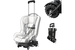V VOLKGO Car Seat Dolly for Airport – No Straps Needed | ISOFIX Connector | Foldable Car Seat Carrier for Airport with Durable Roller Wheels, Car Seat Travel Cart, Folding Hand Truck, Luggage Trolley