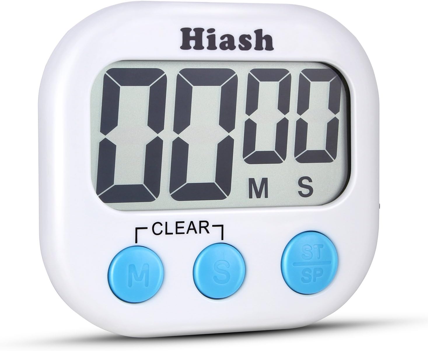 Hiash Digital Kitchen Timer Big Digital LED Display Volume Adjustable Back Strong Magnetic Automatic Shutdown, White