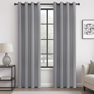 MRTREES Blackout Curtains 55x88 Inch 2 Panels Eyelet Thermal Room Darkening Grey