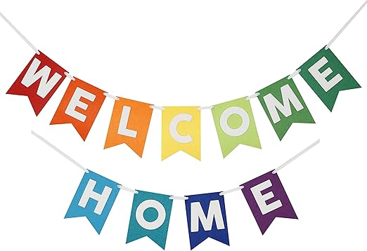 Amazon Com Welcome Home Banner Bunting Laser Cut Felt 54 Inches
