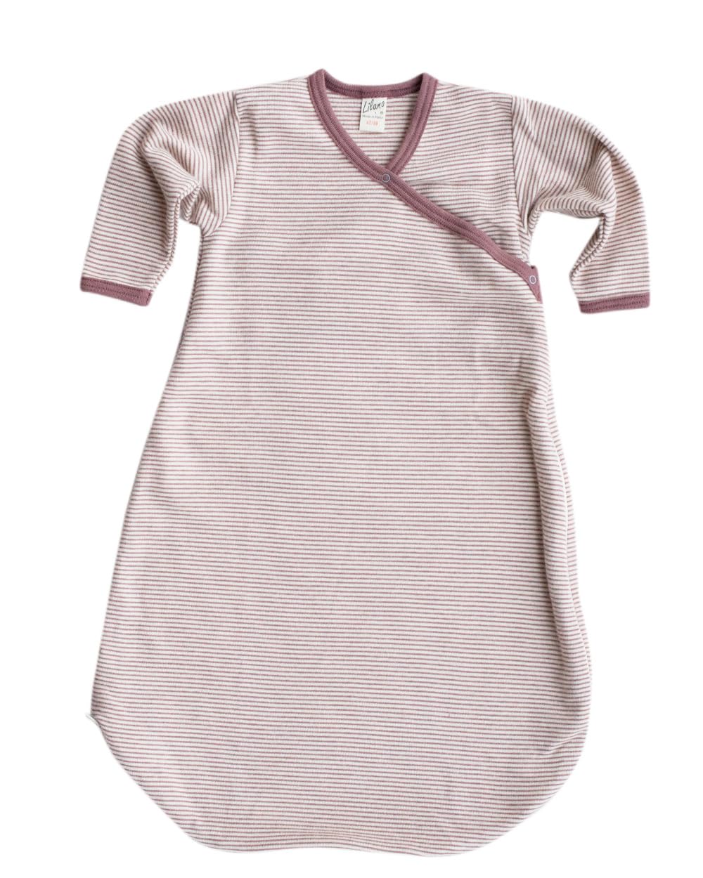 Lilano, Changing Bag Striped 70% Wool (Controlled Organic Cultivation), 30% Silk, 210 g/m², Mauve/natural, 86/92 cm