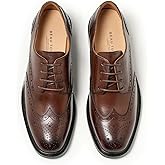 BEAU TODAY Oxford Shoes for Women,Leather Wingtip Dress Shoes,Comfort Brethable Ladies Lace-up Handmade Brogue Formal Oxfords for Business Work