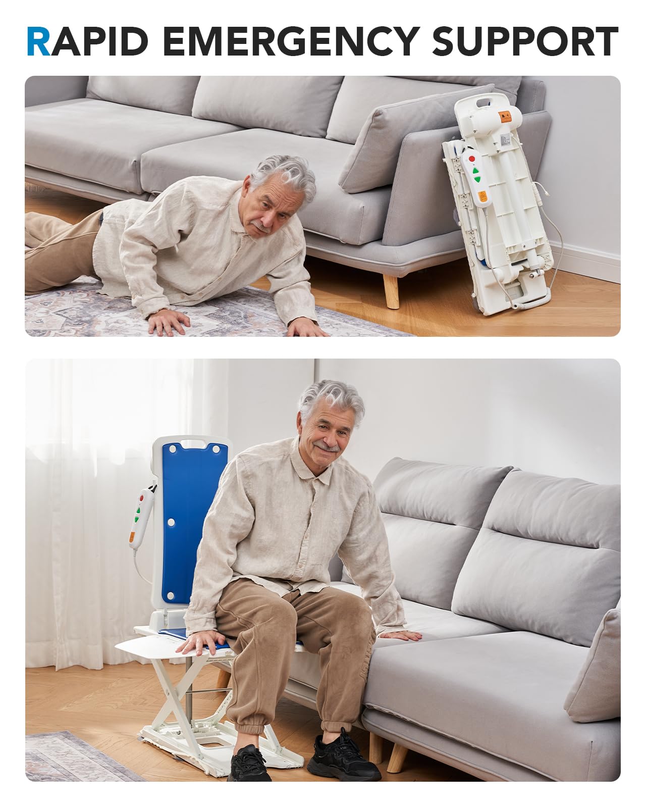 HUANUO 2-in-1 Electric Chair Lift for Elderly – Floor Lift & IP68 Waterproof Bath Lift for Tub, Foldable, 308 lbs Capacity, Remote Control, Height Adjustable 2.3