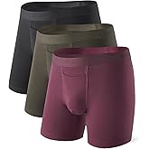 DAVID ARCHY Mens Underwear Cotton Boxer Briefs with Pouch Ultra Moisture Wicking Breathable Soft with Horizontal Fly 3 Pack