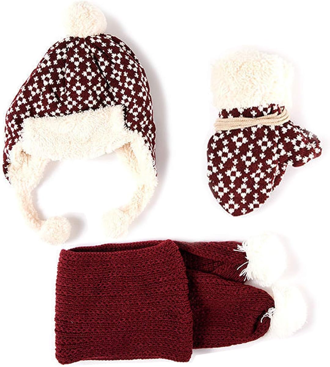 Conjunto Gorro Y Bufanda Niña Conjunto De Bufanda Y Guantes para Gorro para Niñas, Conjunto De 3