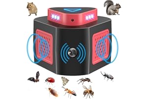 Rodent Deterrent, Outdoor Animal Repellent, Mouse Deterrent Device, Rats Repeller Indoor with 4 Modes, Bat Removal with LED S