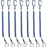 LAIBOREC Fishing Lanyards, 7PCS Retractable Steel Wire Coiled Lanyard Safety Fishing Tool Ropes Accessories with Buckle Clip and Split Ring for Pliers Lip Grips Tackle, Boating, Kayak