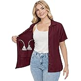 USBD Post Mastectomy Shirt with Drain Pockets Post Op Button Down Collar Shirt Recovery Tops