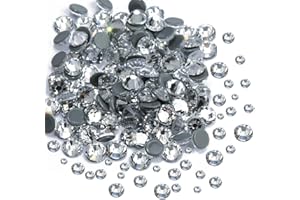 Dowarm 2400 Pieces Mixed Size Crystal Clear Hotfix Rhinestones, Hot Fix Crystals for Crafts Clothing, Flatback Glass Gems for Dance Costumes SS6 SS10 SS16 SS20 SS30