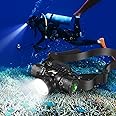 WINDFIRE Scuba Diving Light, Long Range Diving Flashlight Headlamp, 5 Modes Dive Flashlight, Ultra Bright IPX8 Waterproof Underwater 80 Meters Safety Snorkeling Head Light with Power Indicator