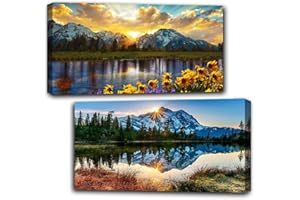 OFRKE 2 Pack Diamond Painting Kits，Large 5D DIY Sunset Diamond Painting Kits for Adults，DIY Full Drill Crystal Rhinestone Arts and Crafts，Mountain Gem Art Painting with Diamond Home Wall Decor (28X16inch)
