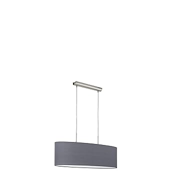 EGLO Hängeleuchte Stahl E27, Nickel-matt/Grau 75 x 22 x 110 cm