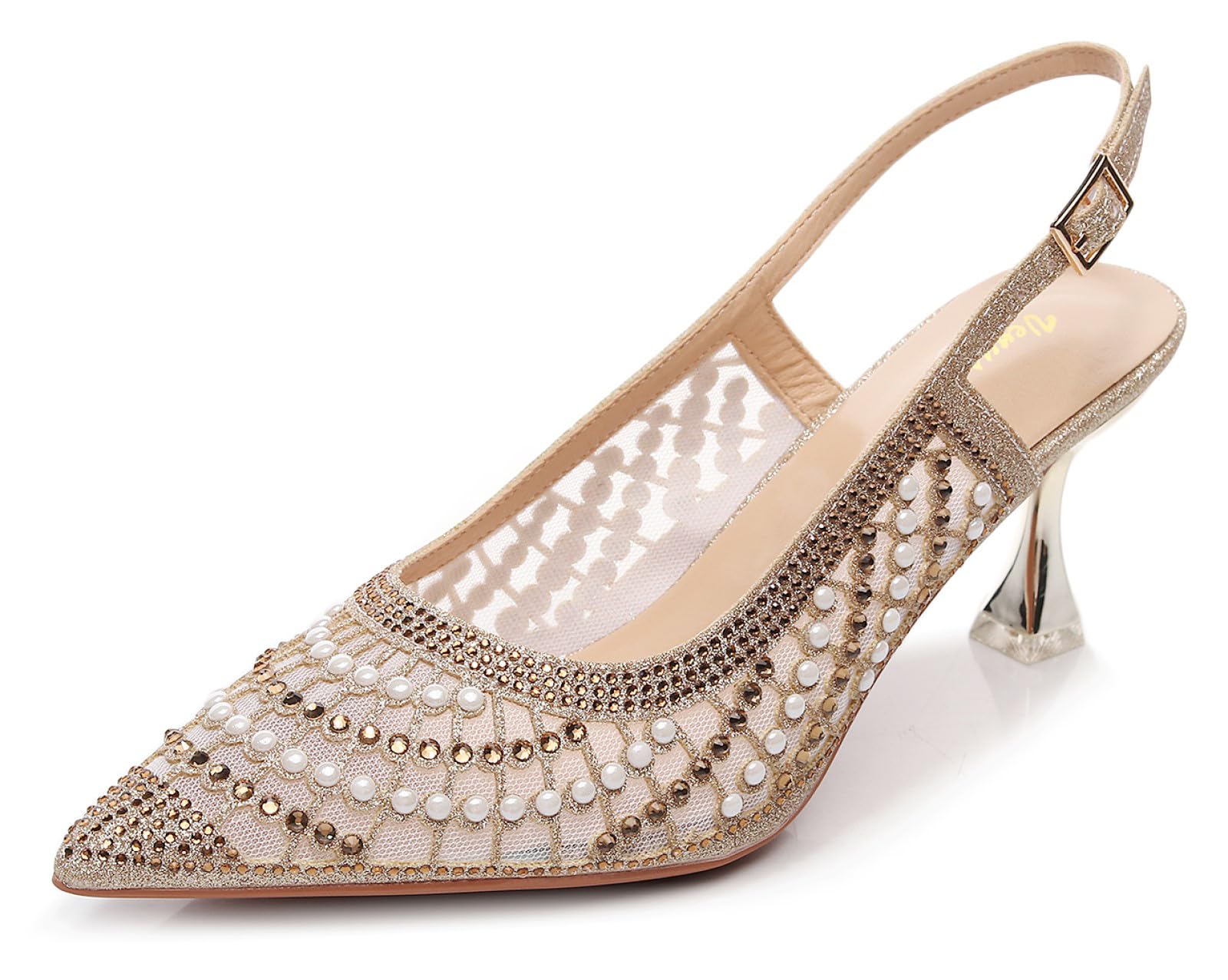 Photo 1 of VenusCelia Women's Charming Lady Slingback Pump Shoe (10 M US,Gold Studded)