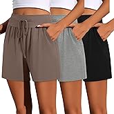 Neer 3 Pack Women's Sweat Shorts 4'' Inseam Drawstring High Waist Summer Casual Workout Gym SweatShorts with Pockets