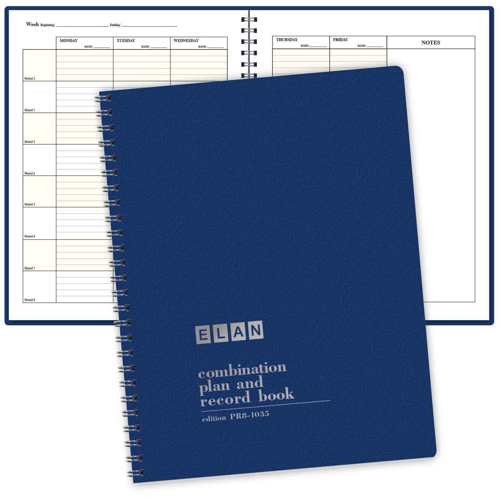 Combination Plan and Record Book - 8 Period Teacher Lesson Planner (PR8-1035) - PR8-1035