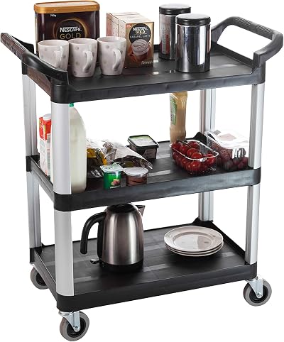 The Workplace Depot 3-Tier Catering Trolley Durable Polypropylene 100 mm Wheels
