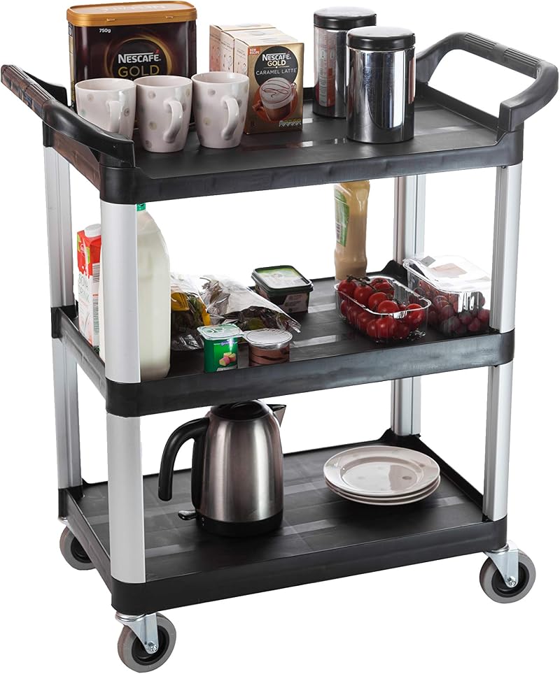 The Workplace Depot 3-Tier Catering Trolley Durable Polypropylene 100 mm Wheels