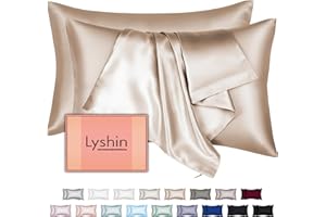 LYSHIN Mulberry Silk Pillow Cases 2 Pack Standard Size 20x26 Inches with Hidden Zipper, Ultra Smooth and Soft Breathable Cooling Silk Satin Pillowcase Set of 2, Better for Hair and Skin, Gifts for Women Men