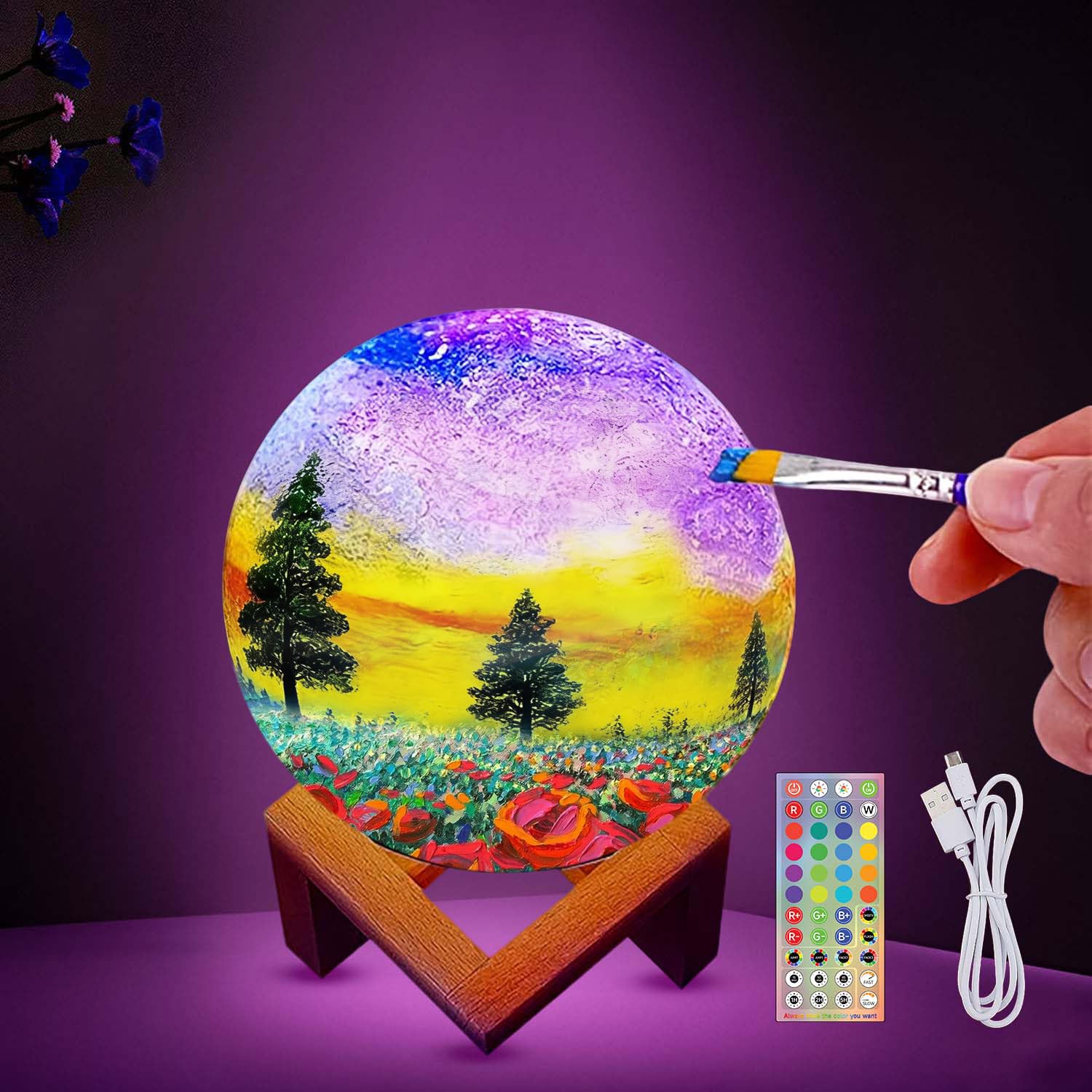 HOLA Paint Your Own Moon Lamp Kit, 2025 Updated USB Rechargeable, DIY Arts Supplies and Crafts Kit, Easter Gifts for Kids Girls Boys Teens, Ages 6 7 8 9 10 11 12 13 14 15 16 Year Old Birthday