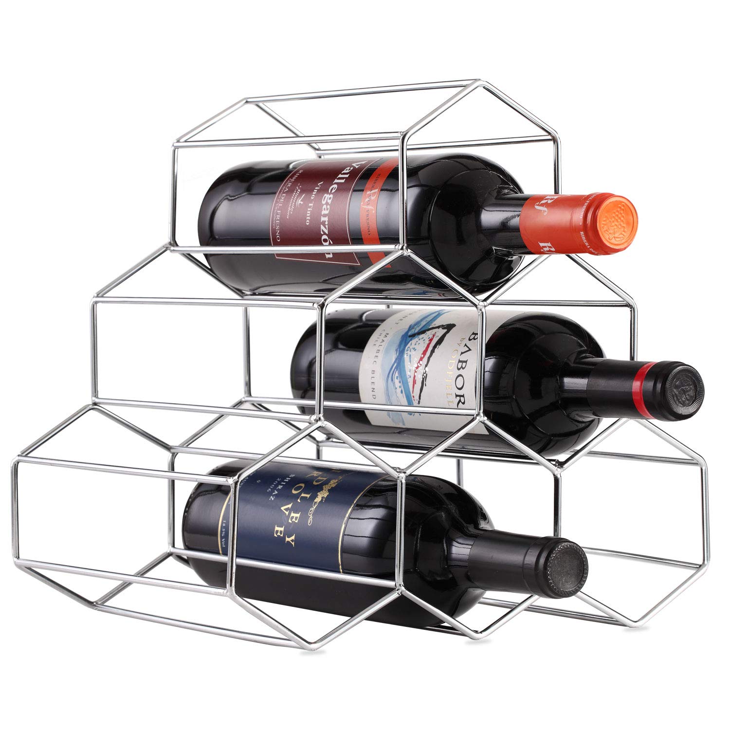 Buruis 6 Bottles Metal Wine Rack Countertop Free Stand Wine
