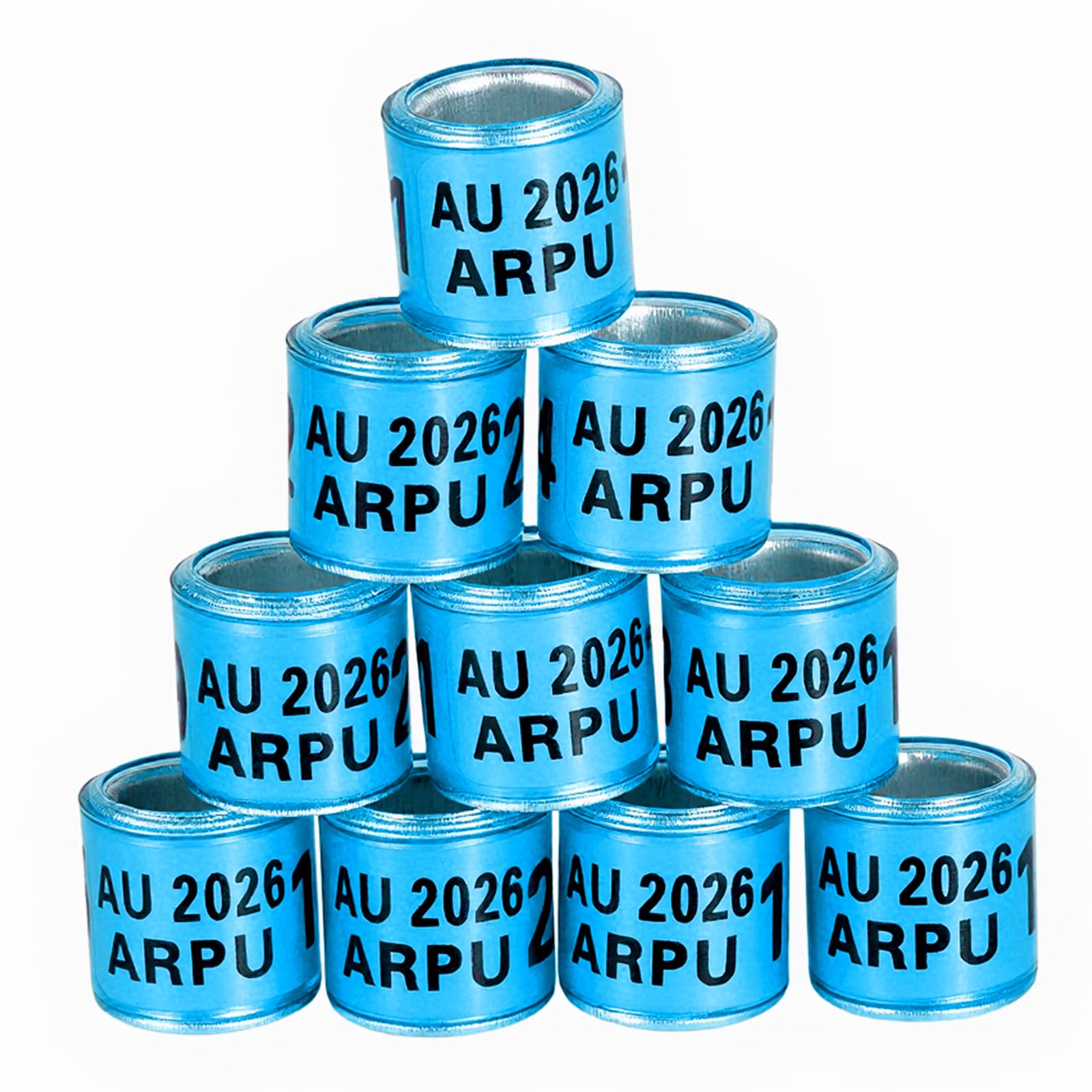 FULAIERGD Pack of 100 Multicoloured Aluminium Pigeon Leg Rings Identifying Bands Plastic with 2026 AU Training Identify Birds Foot Ring