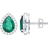 Certified 1 Carat Lab Grown Emerald Teardrop Earrings in Silver, Aaaa Quality, Pear Shape Emerald Earrings - Ready To Gift