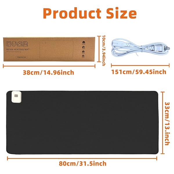 YSENCHAN HEATED DESK PAD WITH 5 HEAT LEVELS & AUTO SHUT-OFF – LARGE PU LEATHER MOUSE PAD, KEYBOARD MAT & WRITING SURFACE, 31.5″ X 13″, BLACK