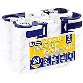 RAZCC Clear Packing Tape, 24 Rolls Heavy Duty Packaging Tape with Dispensers for Packing Shipping Moving and Sealing, Thicker Packing Tape-2" x 65 Yards Per Roll, 1560 Total Yards