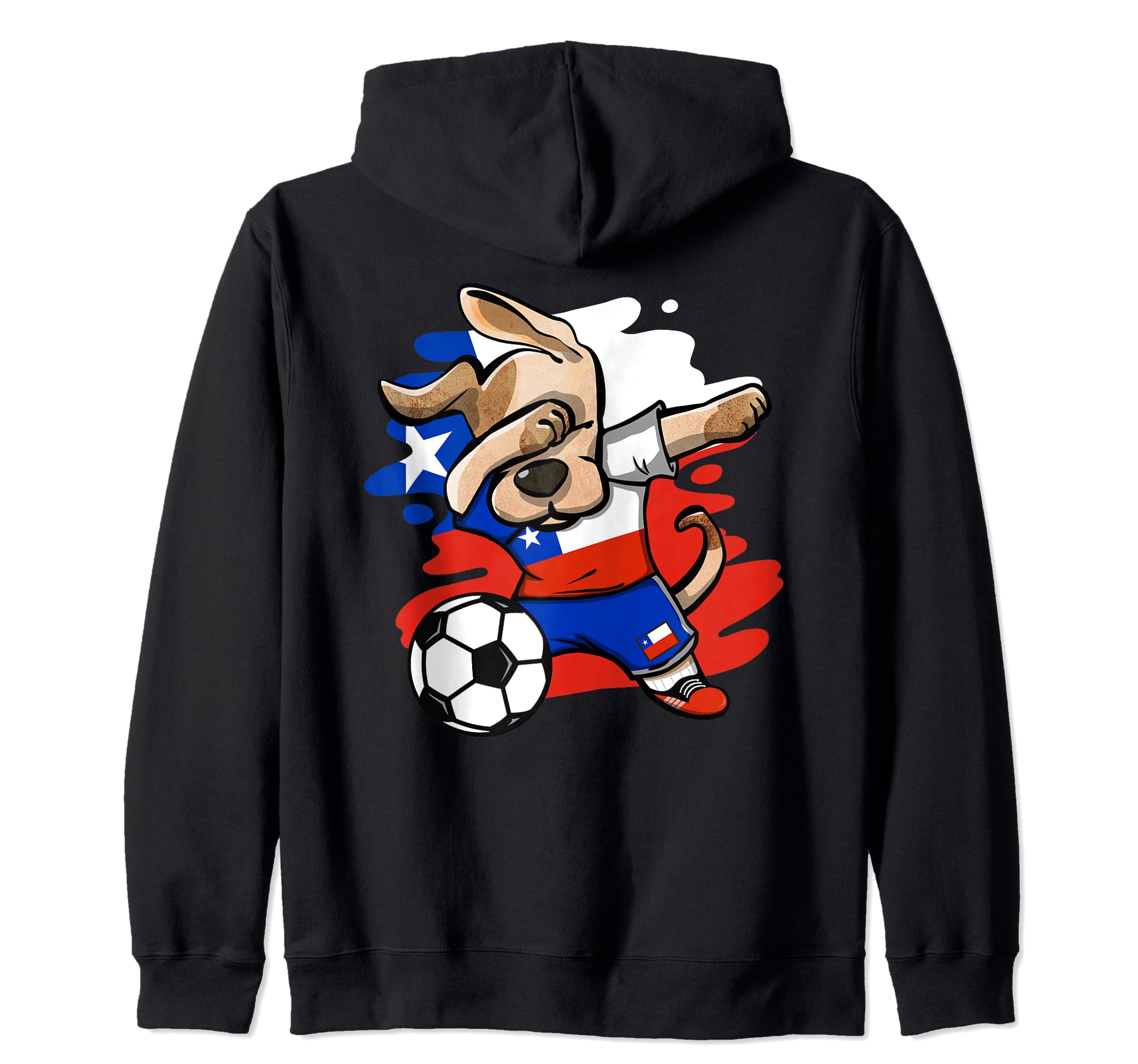 Dabbing Dog Chile Soccer Fans Jersey Chilean Flag Football Zip Hoodie