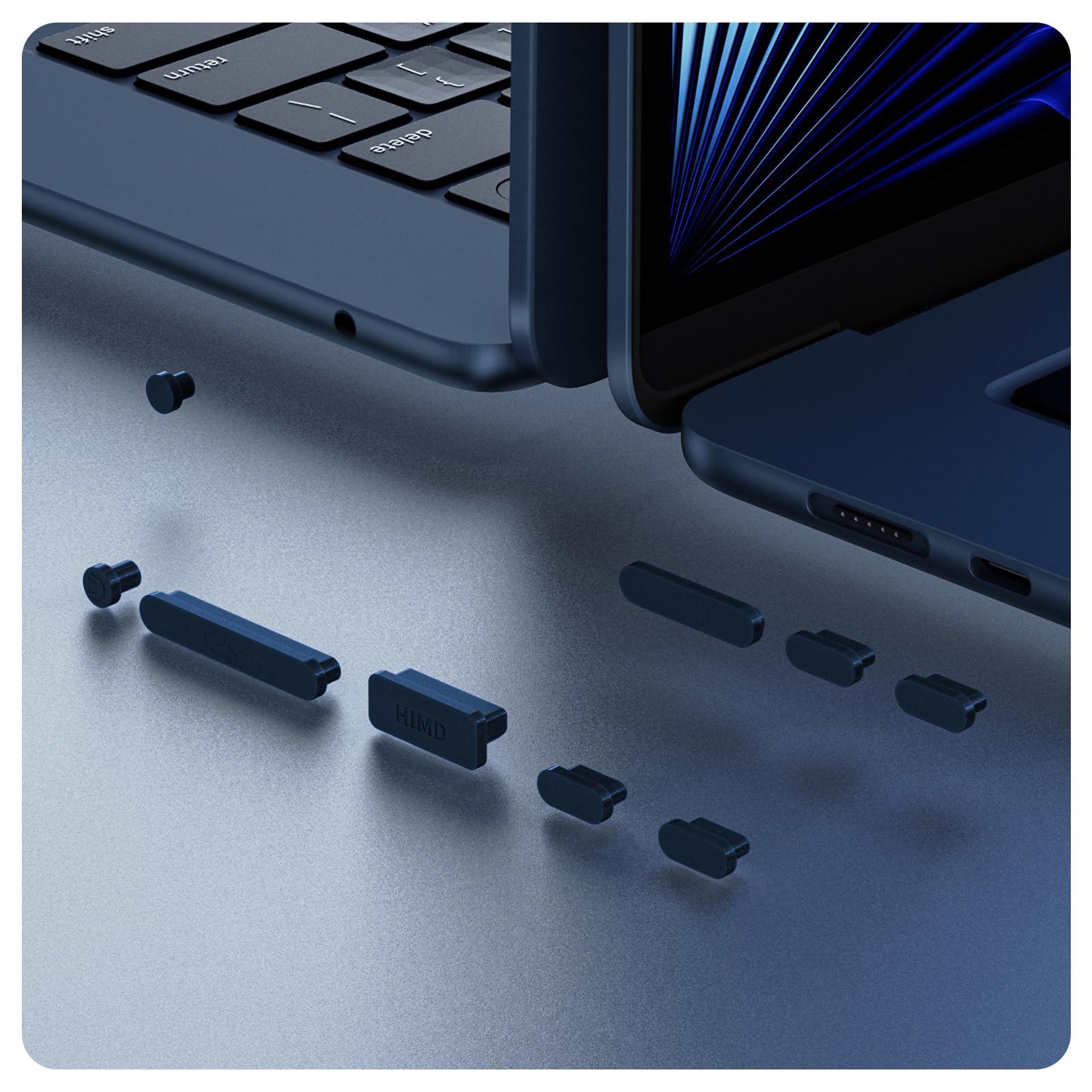 Soonjet Staubschutzstöpsel-Set für MacBook Air 13,6/15 Zoll M3 M2, MacBook Pro 14/16 Zoll M3 M2 M1 Pro/Max, MacBook Pro/Air 13 Zoll 2016–2022, Zubehör Silikon-Anti-Schmutz-Abdeckung, Mitternacht,