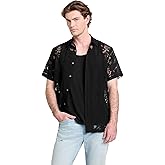 GUESS Mens Short Sleeve Floral Devore Shirt