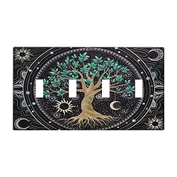 Tree of Life Blackground Quad Toggle Light Switch