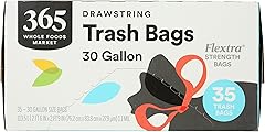 365 by Whole Foods Market, Flextra Strength Drawstring Trash Bags, 30 Gallon, 35 Count