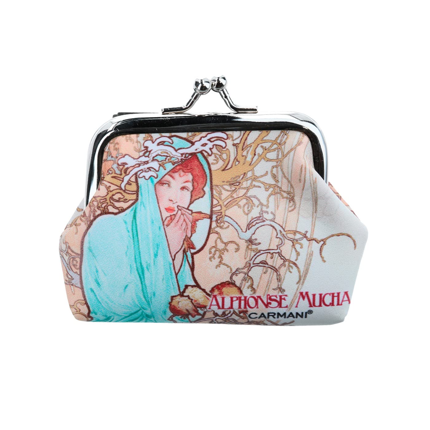 CARMANI - Small Ladies Clasp Coin Purse with Alphonse Mucha "Four Season Winter "