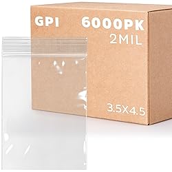 6,000 Case - 3.5" x 4.5" Zip Bags, 2 Mil, Clear