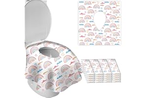 DEEKI 20 Pack Toilet Seat Covers Disposable, Safe No-Slip Waterproof for Kids Toddlers Use in Potty Training Public Restrooms Toilets, Portable Clean Covers for Adults Travel -Rainbow (20 Count)