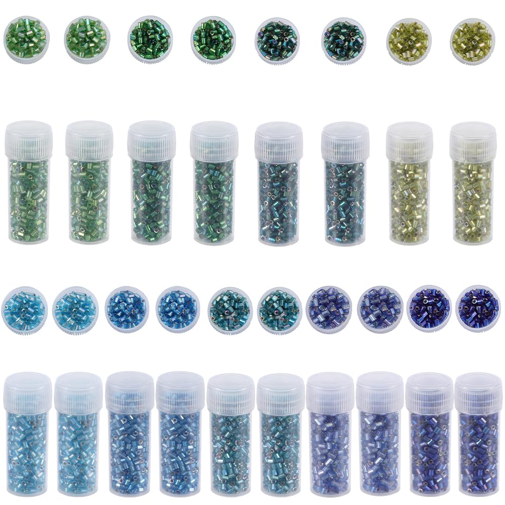 SUNNYCLUE about 8199pcs 9 Colors Tube Glass Seed Beads Small Bugle Beads 2mm Purple Green Blue Hexagon Rainbow Plated Pony Spacer Bulk for Jewellery Making Necklace Bracelet Craf Christmas Women Adult