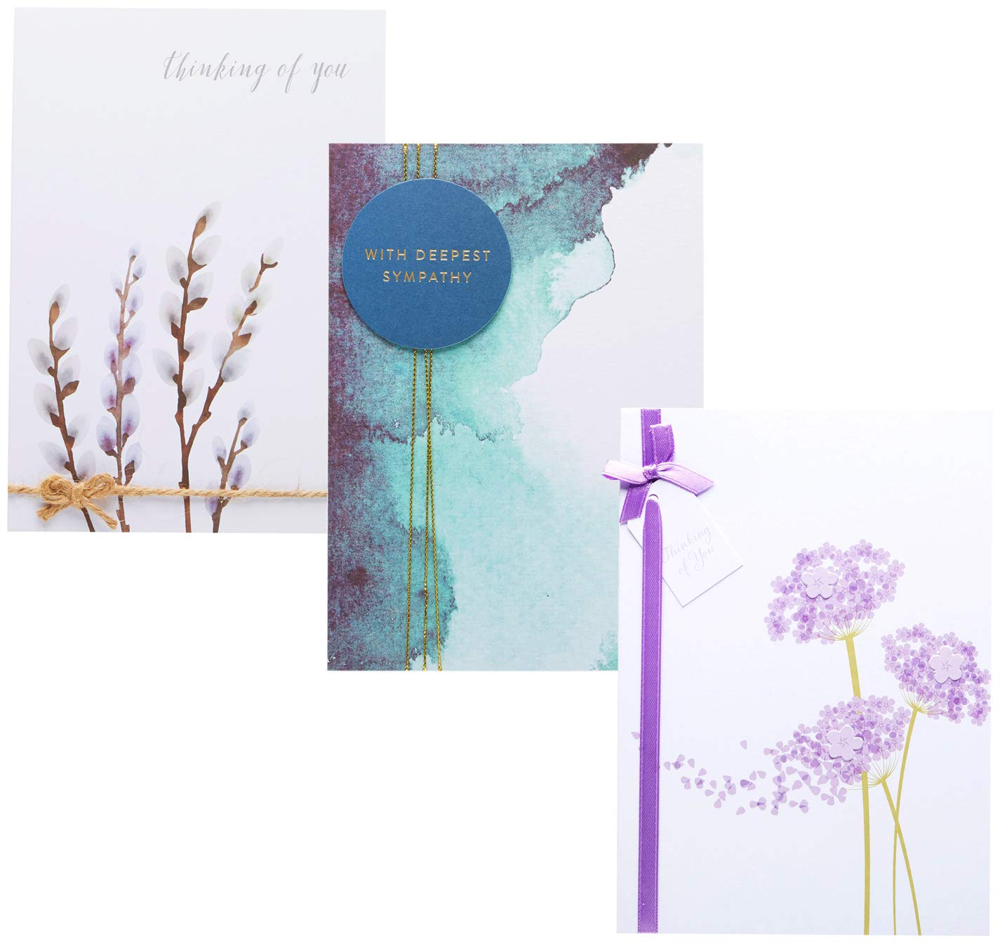 C.R. Gibson Handmade Sympathy Cards, Assorted 3pc, 5'' x 7''