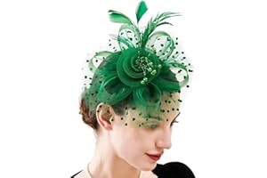 JUNBESTN Fascinators Hat Tea Party Headwear for Women Flower Mesh Feathers Headband