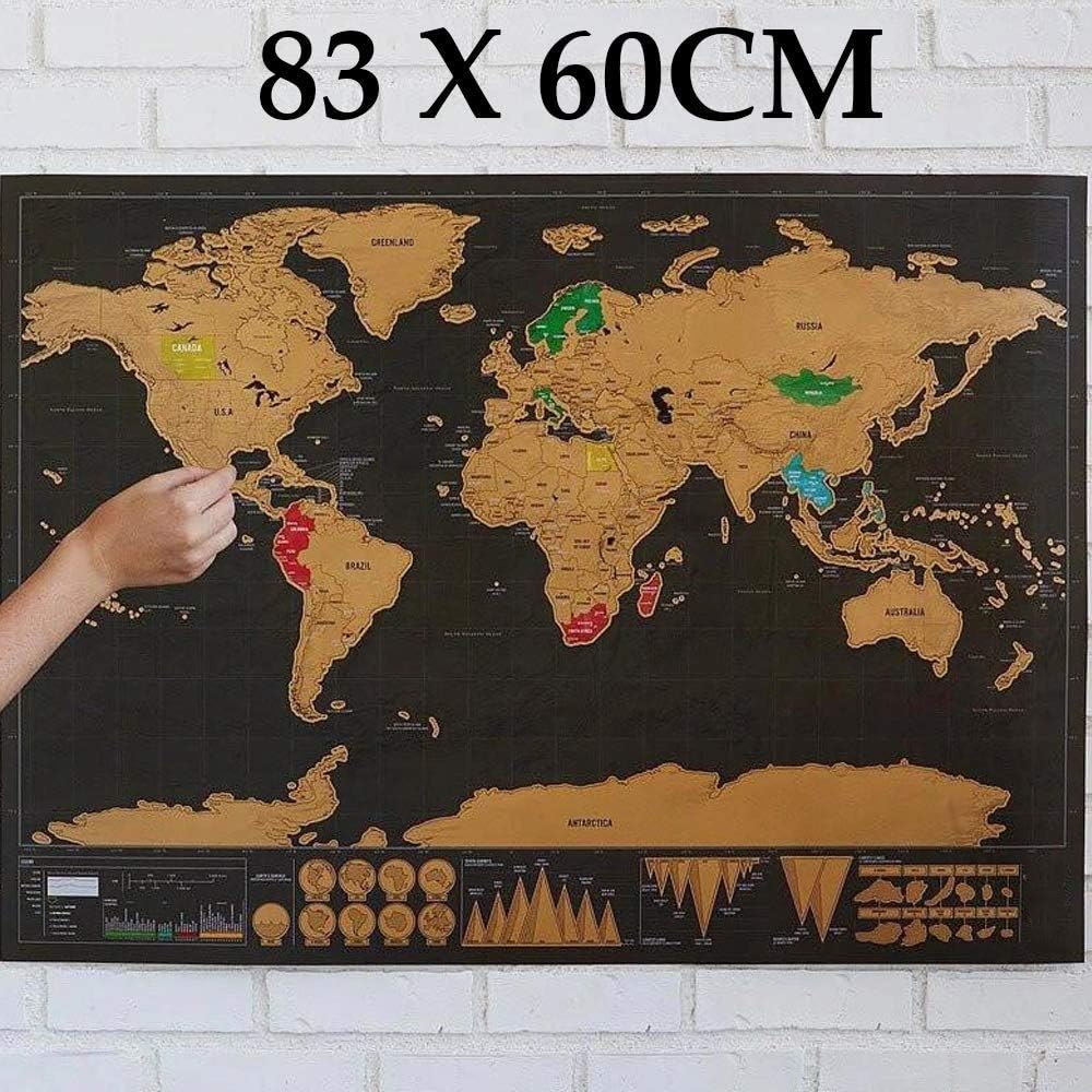 BonZeaL Scratch Map World Map Wall Poster 83 x 60cm XL Travel Map Gifts for Children Kids Student Quirky Gifts for Boy Girl Brother Sister Daughter Son Return Gifts for Birthday Party