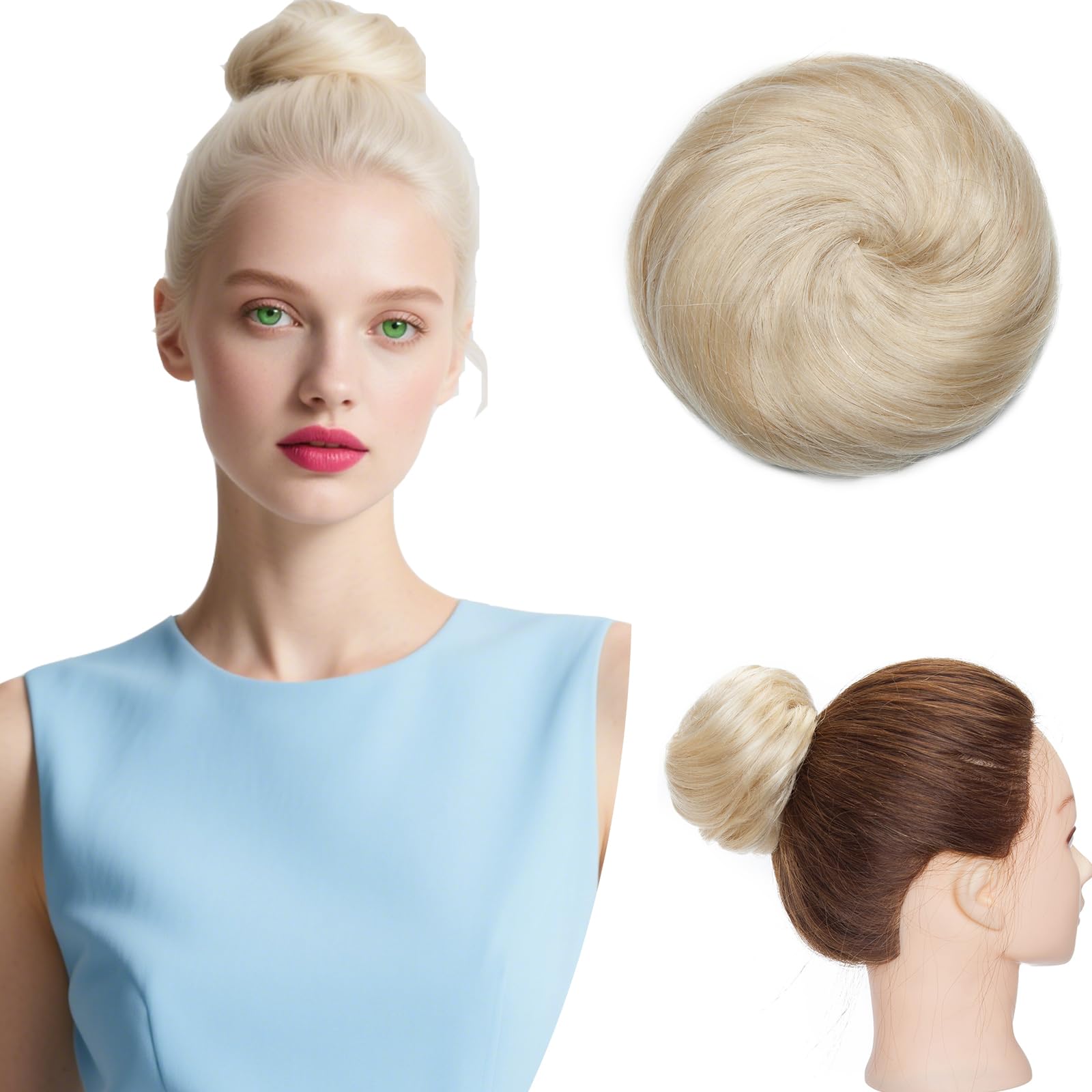 Human Hair Scrunchies Buns Updos #60 Platinum Blonde (30g)
